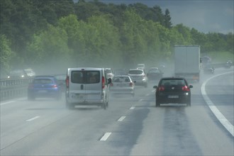 Traffic during heavy rain and poor visibility