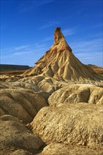 Castildeterra rock formation in the Bardena Blanca area of the Bardenas Reales Natural Park