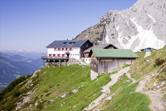Gruttenhuette mountain hut along the Wilder-Kaiser-Steig hiking trail
