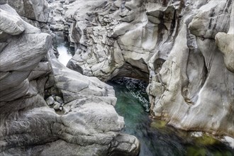 Granite rock formations in the Maggia river in the Maggia Valley