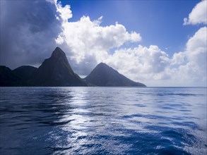 The Gros Piton and Petit Piton volcanoes