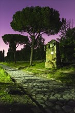 Ancient Roman tombs at dusk
