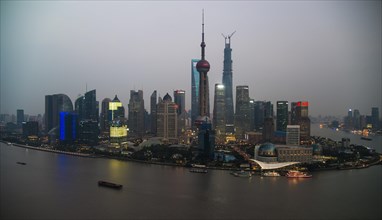Skyline of the Financial District with the Oriental Pearl Tower and the Shanghai Tower