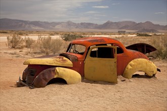Car wreck in the desert