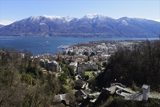 View from Via Crucis of the city of Locarno and Lake Maggiore