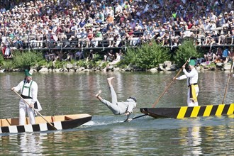 Fischerstechen or water jousting festival on the Danube River