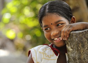 Smiling girl with a bindi