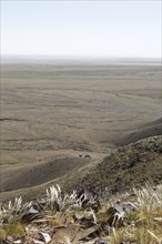 Steppe landscape at the mountain of rock paintings