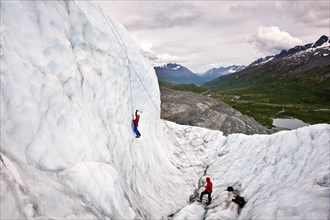 Ice climbers at the Worthington Glacier