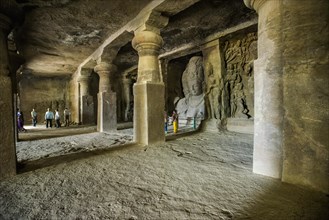 Pillars of the main cave on Elephanta Island