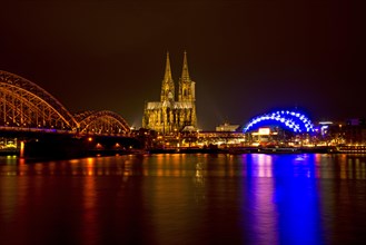 Hohenzollern bridge with Cologne Cathedral and the Musical Dome