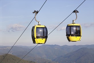 Cabins of the cable car to Belchen Mountain