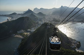View from the Sugarloaf Mountain or Pao de Acucar and the famous cable car