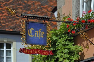 Hanging sign of a cafe