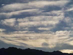 Amargosa Mountains and clouds in the early morning
