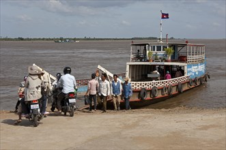 Ferry at the bank of the Mekong River in Phnom Penh