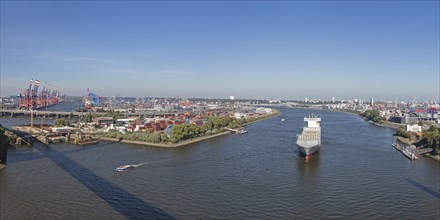 View from the Kohlbrand Bridge onto the Port of Hamburg