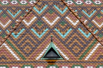 Colourfully glazed tiles on the roof of the Matthias Church