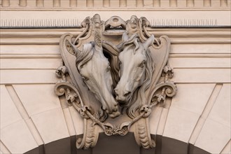Horse sculptures on the former winter riding hall of the royal stables
