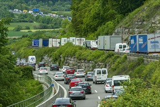 Traffic jam at Kindinger Berg to Greding in the Altmuhltal