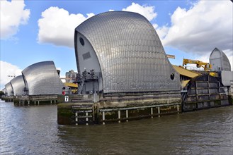 Gates of the Thames Barrier in the normal open position