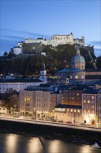 View from Kapuzinerberg hill to the Cathedral and Hohensalzburg Castle