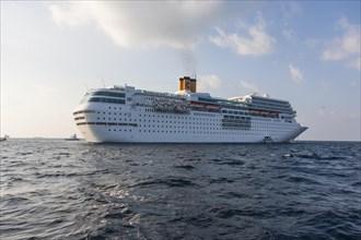 Luxury cruise ship Costa Romantica off Male