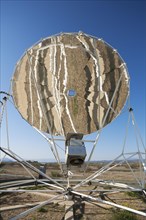 Reflections in the mirror of a so-called Stirling dish while it is set up to generate energy at a solar energy field in the Tabernas Desert