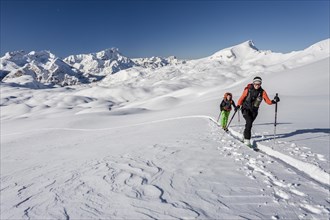 Ski tourers during the ascent of Mt Seekofel