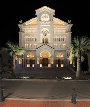 Main facade of the Saint Nicholas Cathedral in the evening