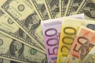 U.S. dollar and euro banknotes