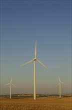 Windmills in the evening light on a wind farm near Sanlucar de Barrameda