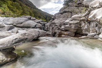 Granite rock formations in the Maggia river in the Maggia Valley