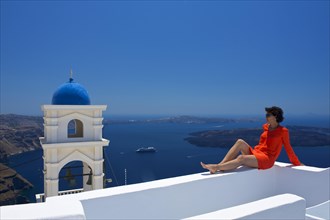 Woman enjoying views of the Caldera