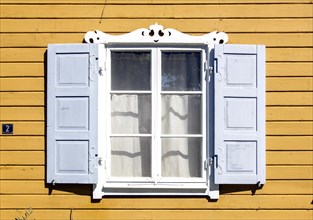 Window on a wooden residential building