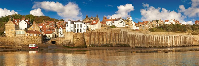 Panoramic view of the harbour of Robin Hood's Bay