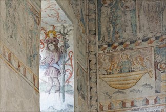 St. Christopher and other frescoes from about 1360