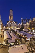 Christmas market at the Martinskirche church in the market square of Biberach an der Riss