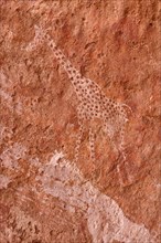 Rock painting of a giraffe