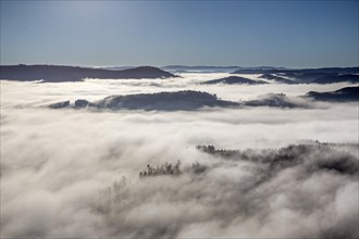Clouds in the valleys of the Sauerland region near Meschede