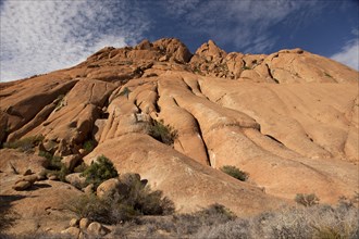 Landscape with rocks around the monadnock of Spitzkoppe Mountain