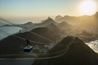 View from the Sugarloaf Mountain or Pao de Acucar and the famous cable car