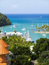 View of Marigot Bay with yachts