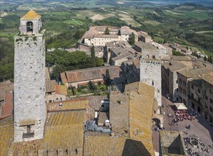 View of the historic centre from the Torre Grossa tower with the Piazza della Cisterna