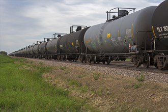 Rail tank cars transport oil produced in the Bakken shale field