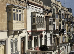 Houses with typical wooden balconies