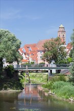 Ried Island on the Wornitz River with Liebfrauenmunster or the Munster of our Dear Lady and the Pilgrimage Church of the Holy Cross