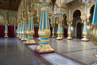 Columned hall in the Mysore Palace