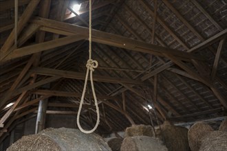 Rope with a noose in a hayloft