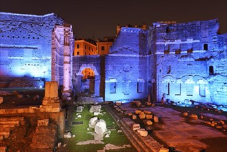 Forum of Augustus with neon lighting
